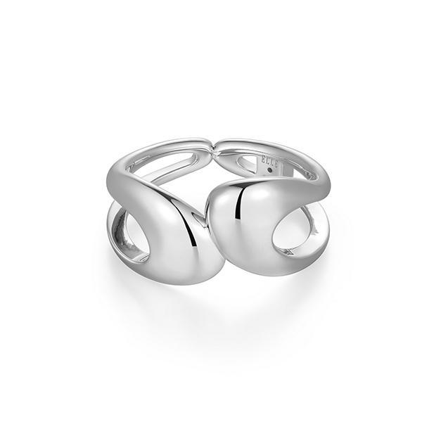 RR4LAKKA0-W-9 Sterling Silver OASIS Fluid Open Teardrop Bypass Ring Size 9