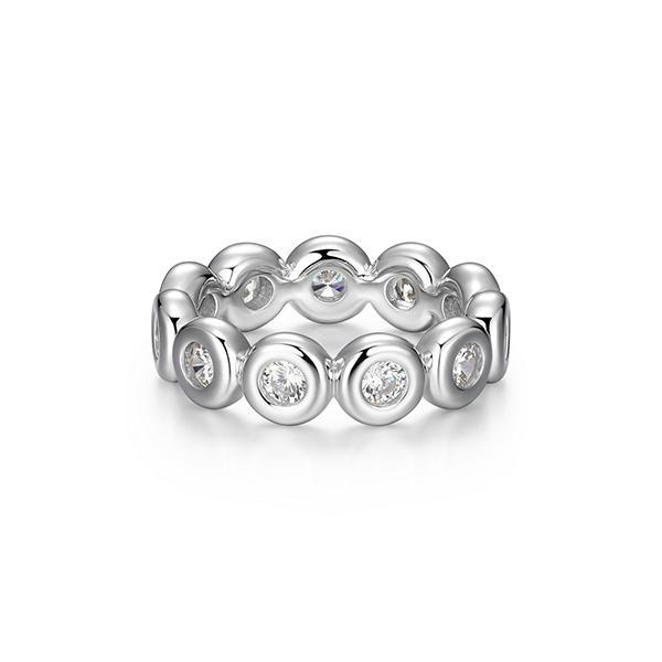 RR4ATC100-W-8 Sterling Silver Puffy Bezel Oval Diamondlite Cubic Zirconia Eternity Band Size 8