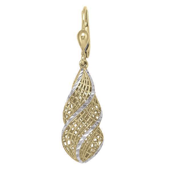 14K Silver and Gold Spiral Shaped Drop Earrings