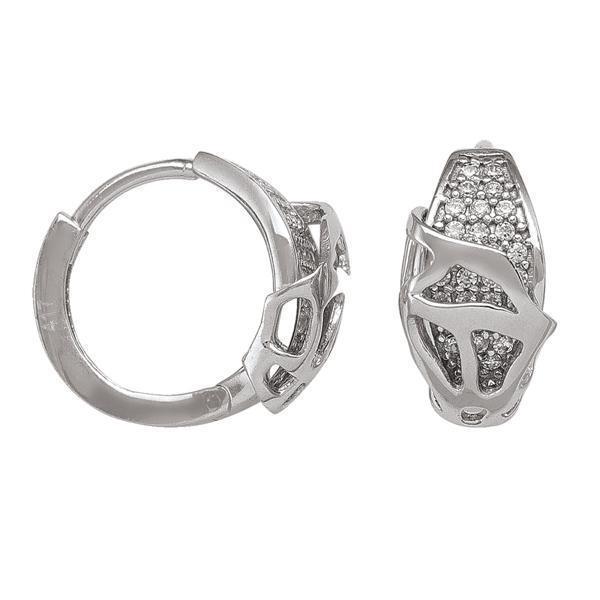 10K Silver Cubic Zirconia Hoop Earrings