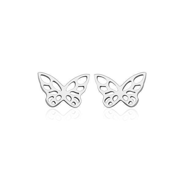 CJ Steelx Butterfly Stud Earrings - Silver