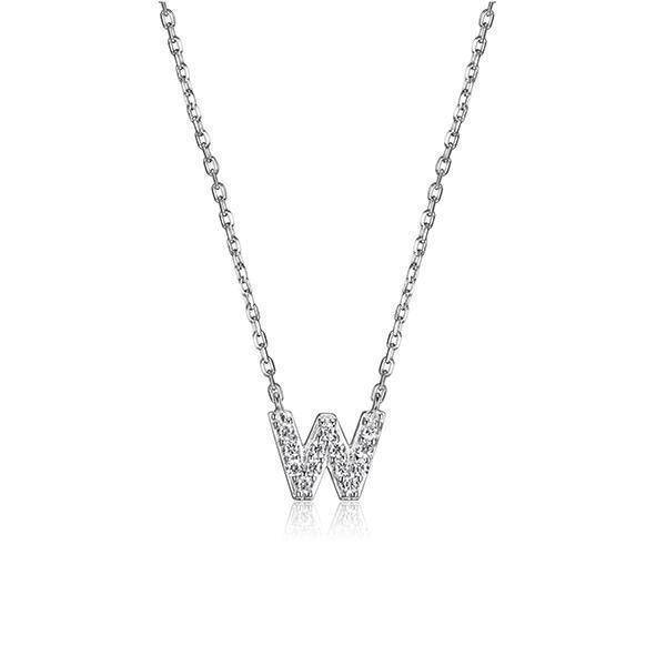 Diamondlite Cubic Zirconia Mini Initial W Necklace - Silver - Jewellery