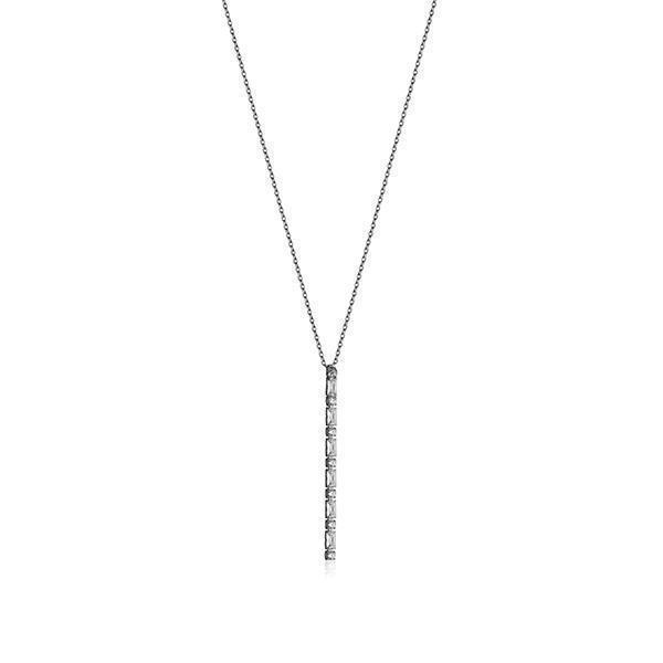 CJ Steelx Round and Emerald CZ Vertical Drop Pendant - Silver