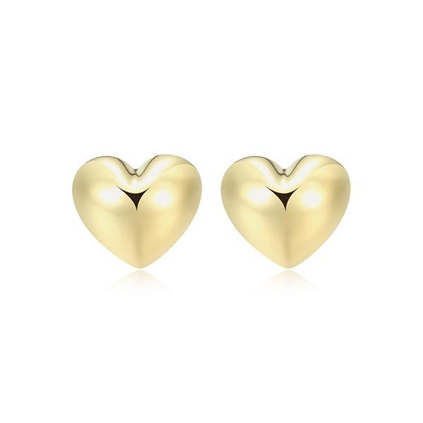E329708A0-Y Sterling Silver Puffy Heart Stud Earrings