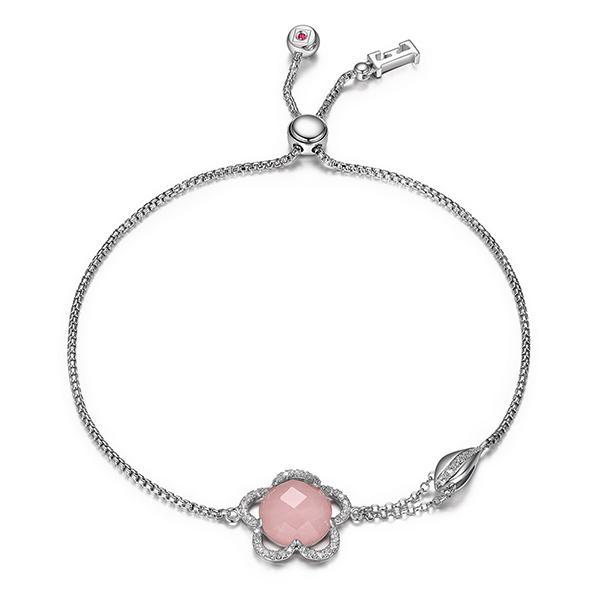 BR1LAG23-W-9 Rose Cubic Zirconia and Quartz Flower Bracelet Size 9