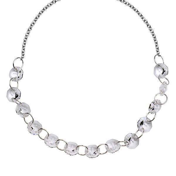 NR0LA5BCG-W-18 Sterling Silver PROJECTION Clear Crystal Necklace Size 18