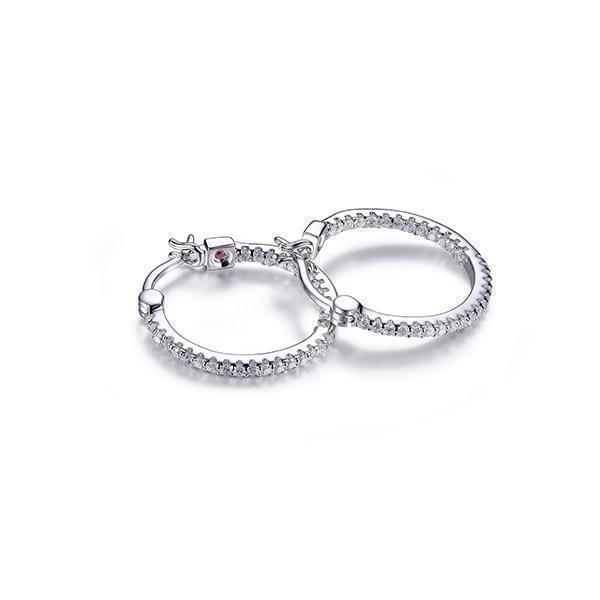 ER2LC3V-W "Rodeo Drive" Sterling Silver Cubic Zirconia Inside Out CZ 20mm Hoop Earrings