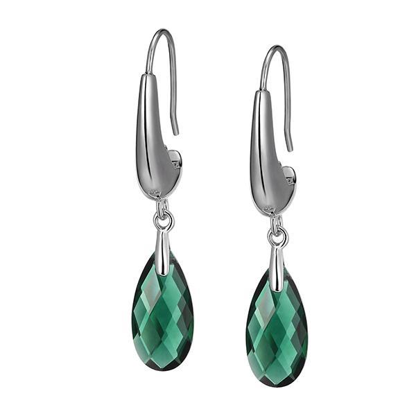 ER2LBL2BU-W Sterling Silver Synthetic Green Quartz Briolette Fishhook Earrings
