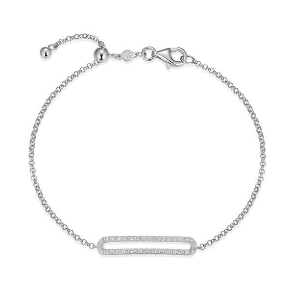 CJ Monte sterling silver lab­-created diamond paperclip adjustable bracelet