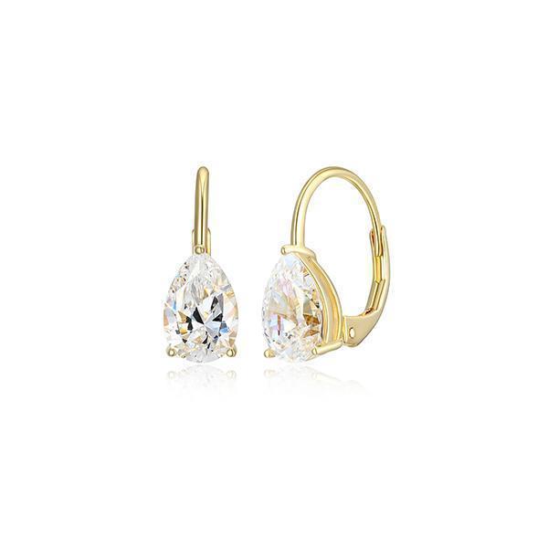 Diamondlite Cubic Zirconia 9x6mm Pear Leverback Earrings - Gold