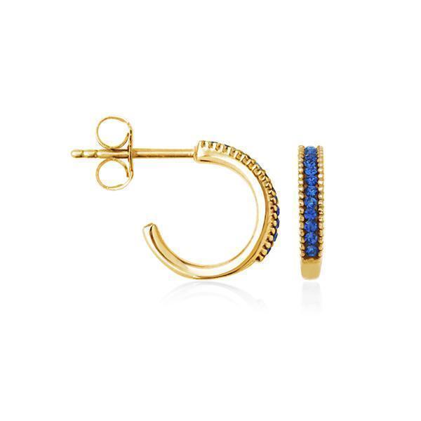CJ Steelx "September" Sapphire Crystal Huggie Hoop Earrings - Blue