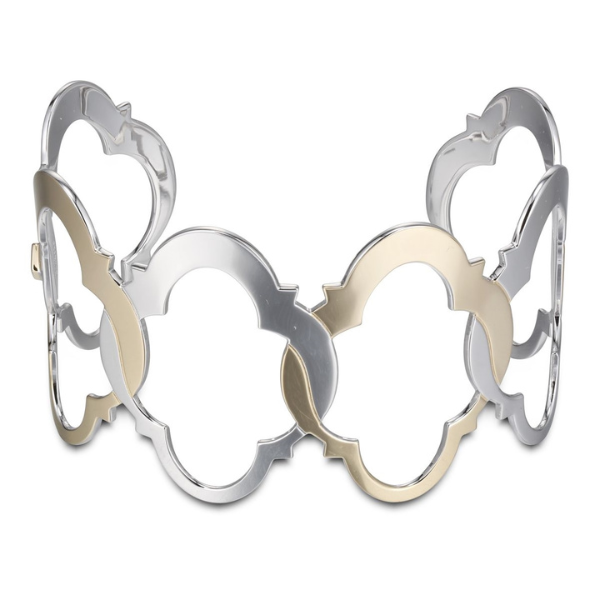 BR1LA59A0-W-7 Compass Rose Cuff Two Tone Bracelet Size 7