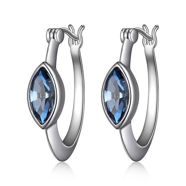 ER2LCDM95-W Sterling Silver EXPRESSION Denim Blue Swarovski Crystal Hoop Earrings