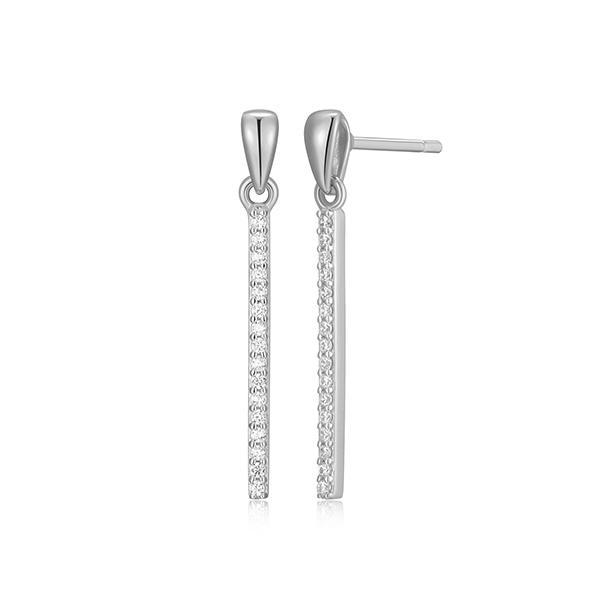 CJ Monte sterling silver lab­-created diamond long bar drop earrings