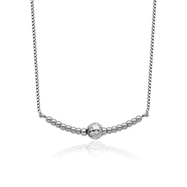 CJ Steelx Beaded Bar Necklace with Center Crystal Bead