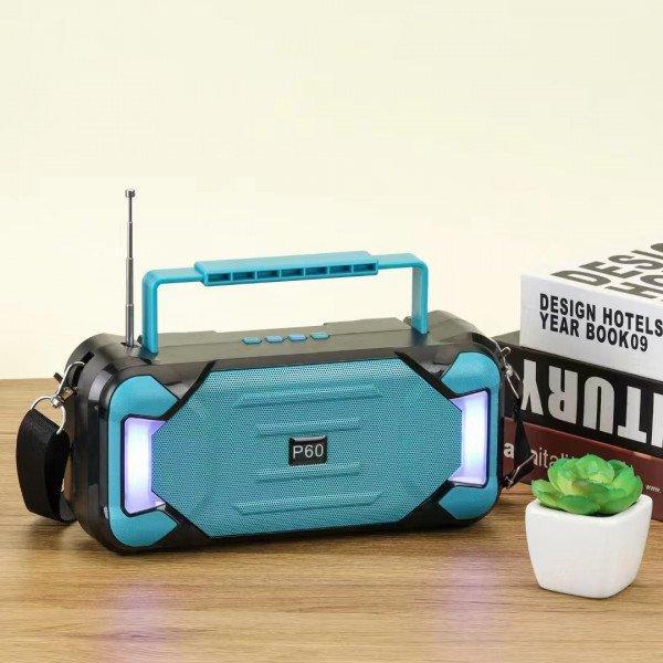 Carry Handle RGB LED Lights Wireless Portable Bluetooth Speaker KIP60 for Universal Cell Phone And Bluetooth Device - Green