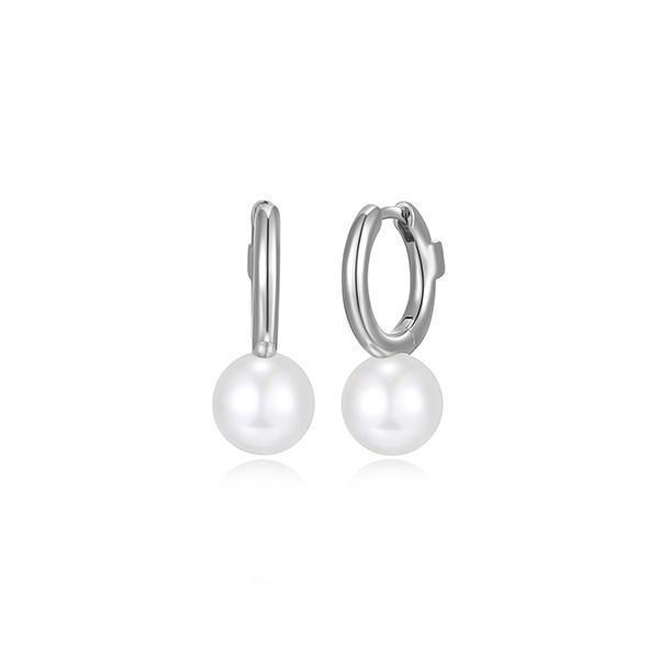 ER2LCNW-W "Simpatico" 12mm Huggie Hoop with Pearl Earrings