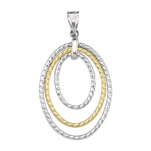 10K Gold and Silver Three Ovals Pendant