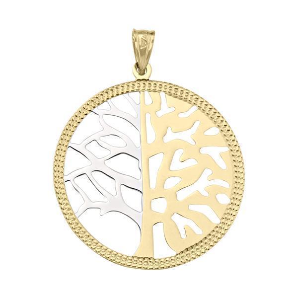 10K Gold and Silver Round Shaped Pendant