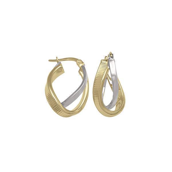 14K Two Tone Gold Hoop Earrings