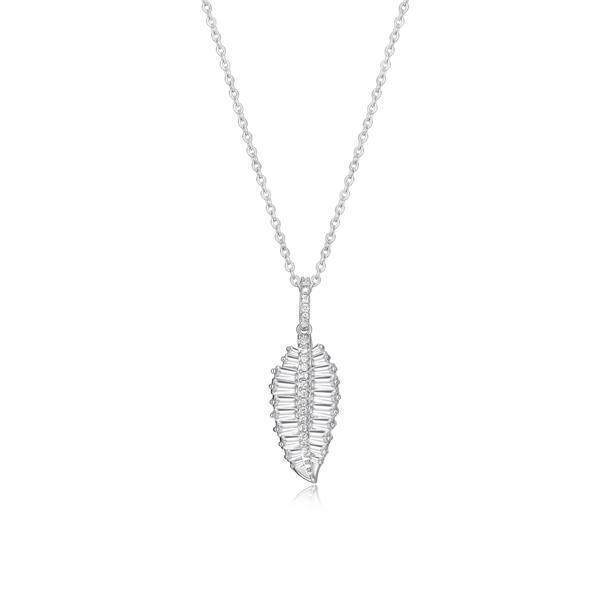 Diamondlite Cubic Zirconia Paradise Baguette Leaf Necklace - Silver