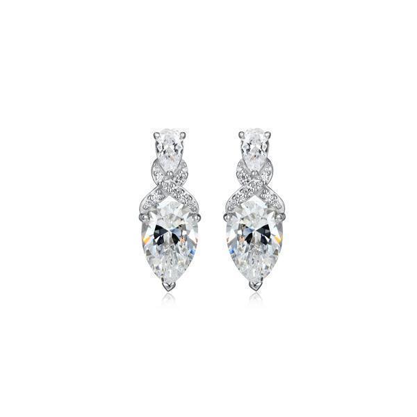 Diamondlite Cubic Zirconia Pear Statement Stud Earrings - Silver