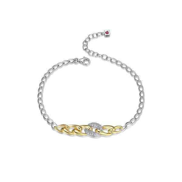 BR1LALU-2T "Ebullience" Twisted Oval Link with Cubic Zirconia Bracelet