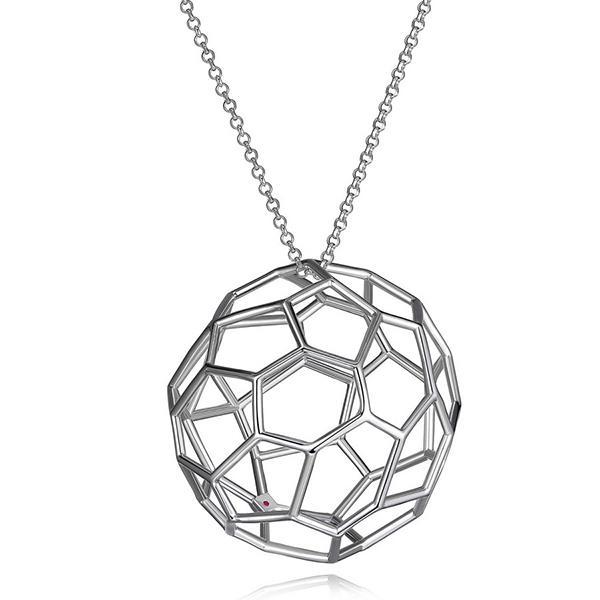 NR3LAHXA0-W-30 Sterling Silver 35mm  Webbed Pendant with Rolo Chain Necklace Size 30