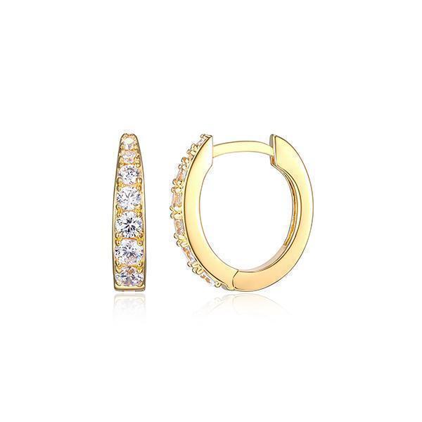 Diamondlite Cubic Zirconia Graduated Channel Set 15mm Oval Hoop Earrings - Gold
