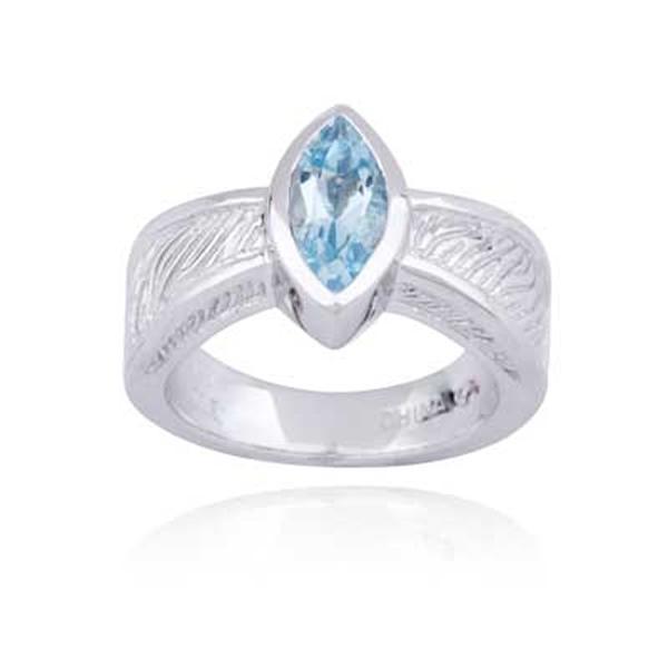 RR4L74612-W-7 Sterling Silver Sky Blue Topaz Marquise Shaped Ring Size 7
