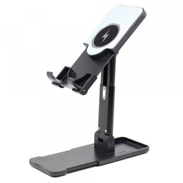 15W Fast Wireless Charging Charger Universal Foldable Desktop Portable Stand Station Qi Compatible Device - Black