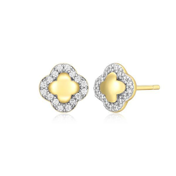 CJ Monte sterling silver lab­-created diamond four leaf clover stud earrings