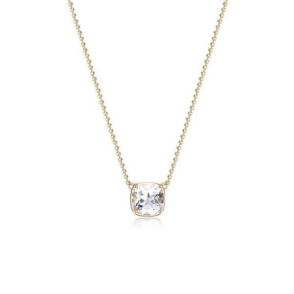 N30LBS3-Y "Marble" Clear Quartz Cushion Cut Necklace