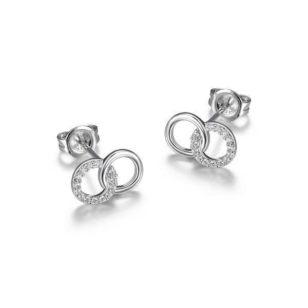 Diamondlite Cubic Zirconia Interlocking Circle Stud Earrings - Silver