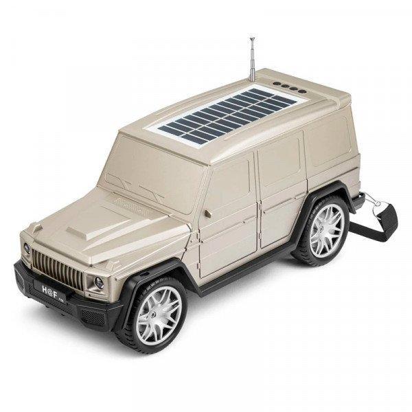 Luxury SUV Style Jeep Bluetooth Speaker - Solar Charging, Carry Strap, Multi-Input KIF88 for Universal Cell Phone And Bluetooth Device - Gold