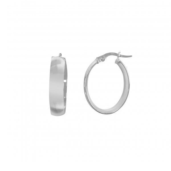 14K White Gold Domed Hoop Earrings - 1.9 gm