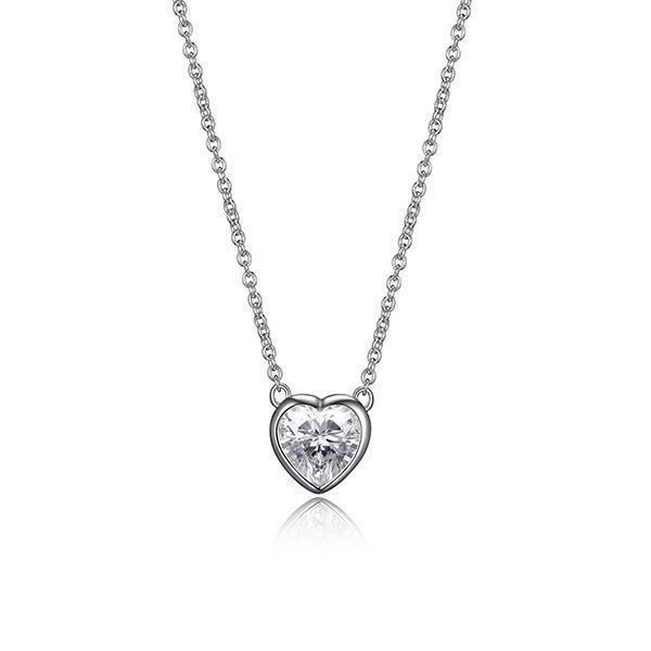 Diamondlite Cubic Zirconia 6.5mm Heart Pebble Necklace - Silver