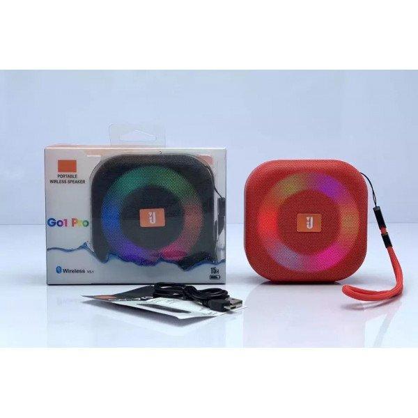 LED Ring Light Pocket Size Portable Bluetooth Wireless Speaker with Carrying Strap KIGO1PRO for Universal Cell Phone And Bluetooth Device - Red