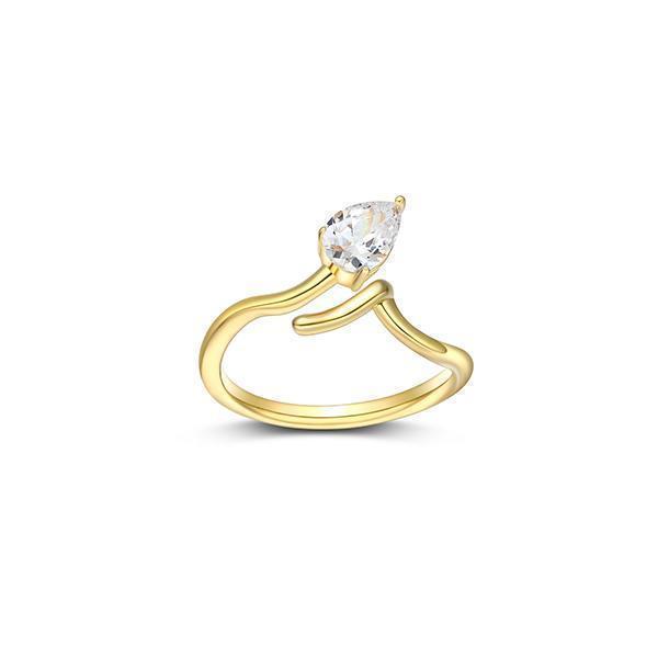 Diamondlite Cubic Zirconia Pear "Serenade" Ring - Gold - Size 7