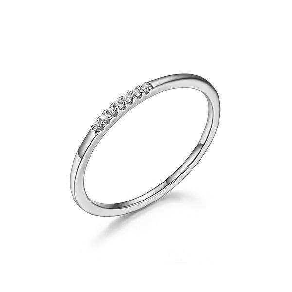 Diamondlite Cubic Zirconia Ultra-slim Stackable Ring - Silver - Size 6