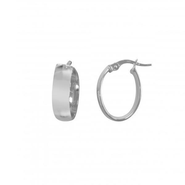 14K White Gold Domed Hoop Earrings - 1.6 gm