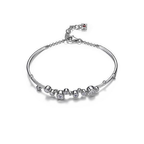 BR1LAEG-W "Bubble" Sterling Silver Bubble Bangle with Chain