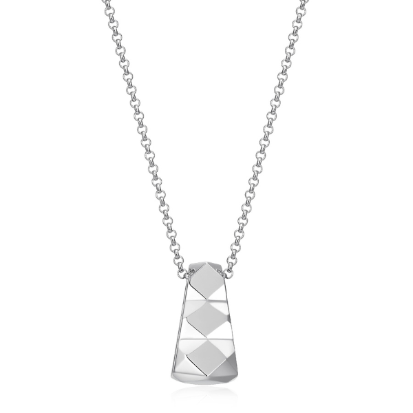 NR0LBXYA-W Captivate Quilted Pattern Pendant Necklace