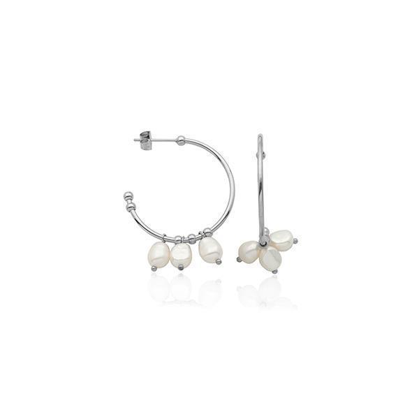 CJ Steelx Genuine Pearl Hoop Earrings