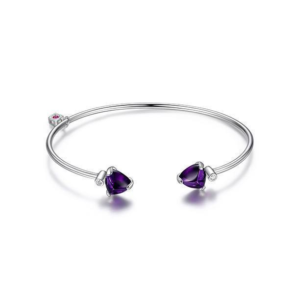 BR1LAHB-P "Marble" Synthetic Amethyst Triangle Cut and Cubic Zirconia Cuff Bangle