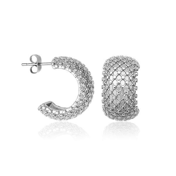 CJ STEELX Puffy Baroque Style Textured Hoop Earrings  - Silver