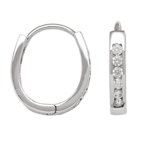 10K Silver Cubic Zirconia Hoop Earrings