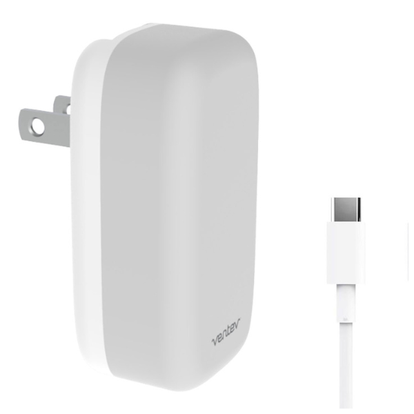 MS51426 Wall Charger 1 Port 20W USB-C - White  and  Grey with USB-C to USB-C Cable 3.3ft