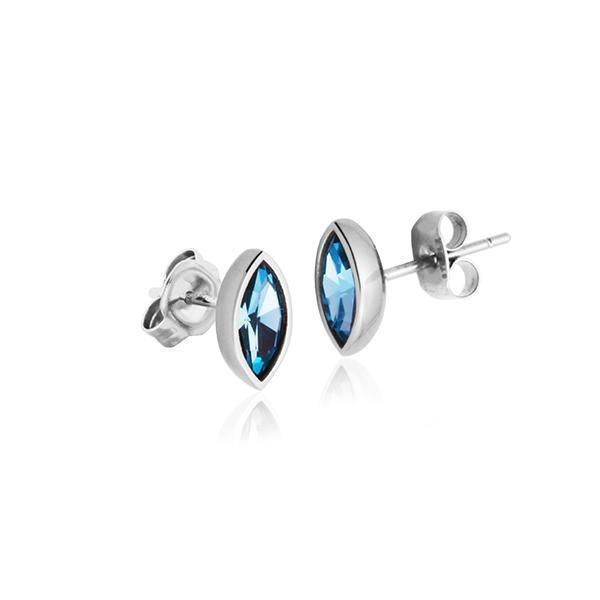 CJ Steelx Marquise Stud Blue Earrings - Silver
