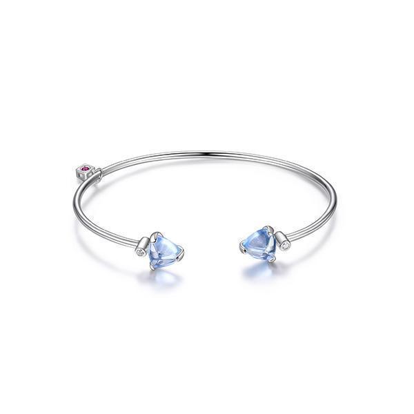 BR1LAHB-B "Marble" Synthetic Blue Quartz Triangle Cut and Cubic Zirconia Cuff Bangle